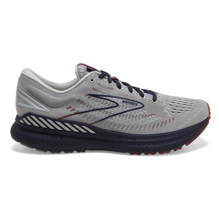 Brooks Glycerin GTS 19 Max-Cushion Road Running Shoes - Men's - Grey/Alloy/Peacoat (98157-LYJN)